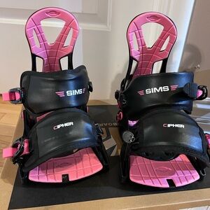 SIMS Pink and Black Snowboard Bindings